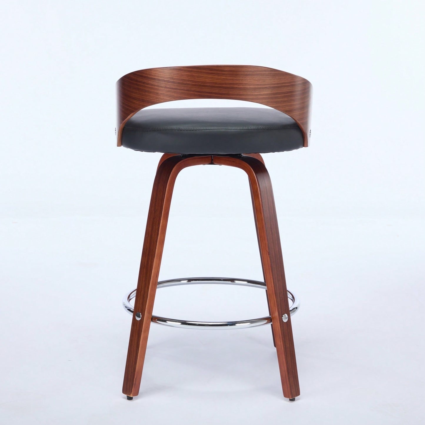 Set Of 2 Swivel Bar Stools With Low Back - Comfortable Wood Bar Chairs With Soft Cushion Seat - 25-Inch Height For Kitchen Or Home Bar