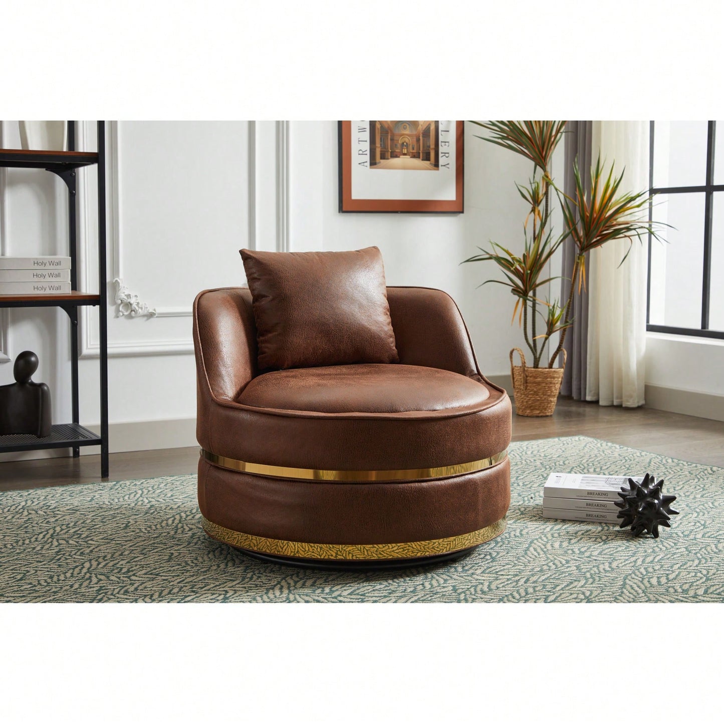 Modern 360-Degree Swivel Accent Chair - Stylish Barrel Chair For Living Room And Bedroom Comfort