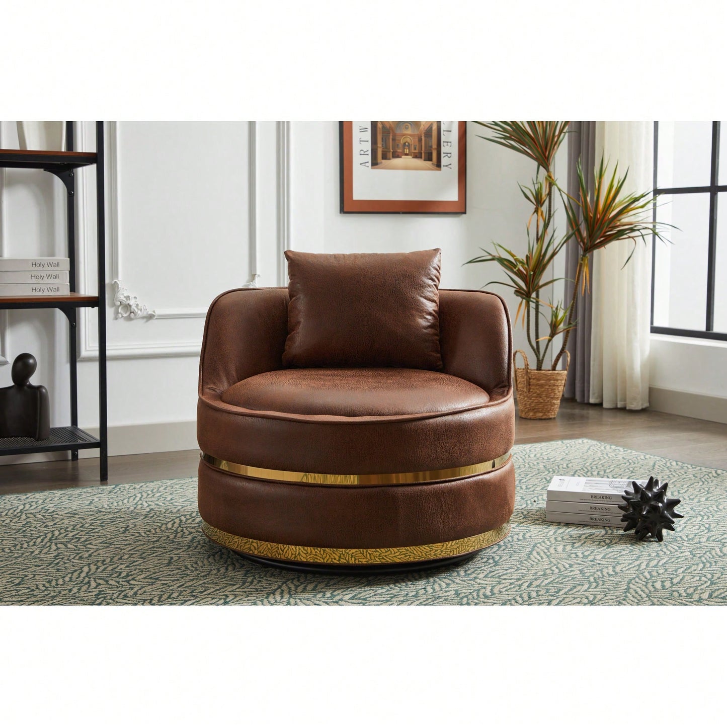Modern 360-Degree Swivel Accent Chair - Stylish Barrel Chair For Living Room And Bedroom Comfort