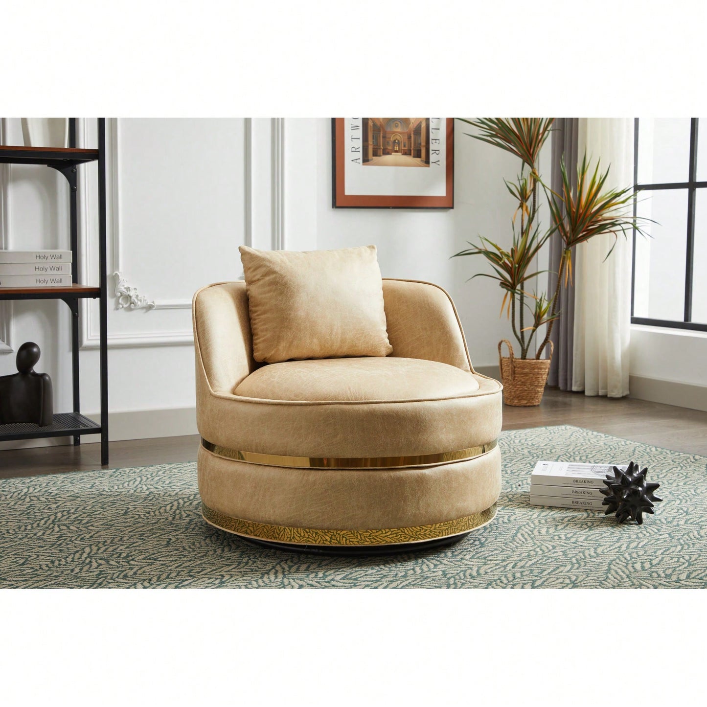 Modern 360-Degree Swivel Accent Chair - Stylish Barrel Chair For Living Room And Bedroom Comfort