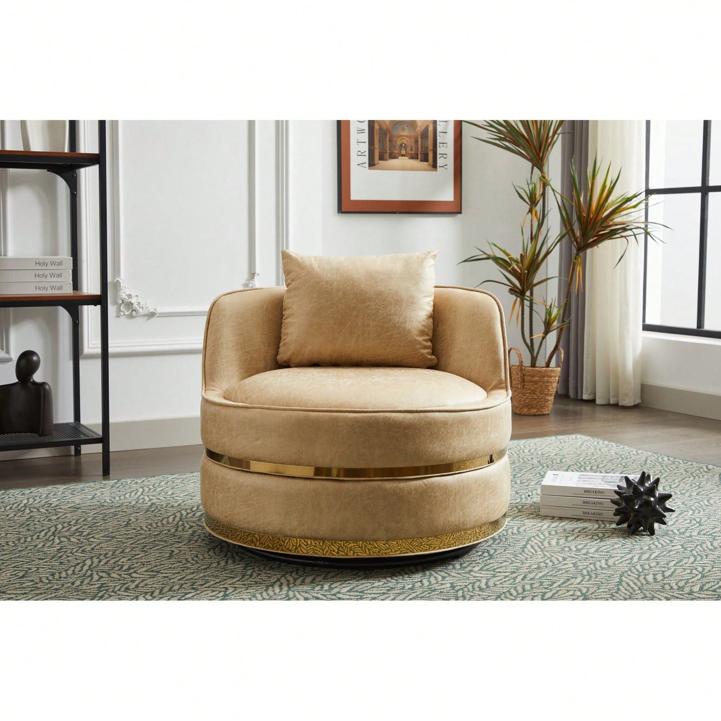 Modern 360-Degree Swivel Accent Chair - Stylish Barrel Chair For Living Room And Bedroom Comfort