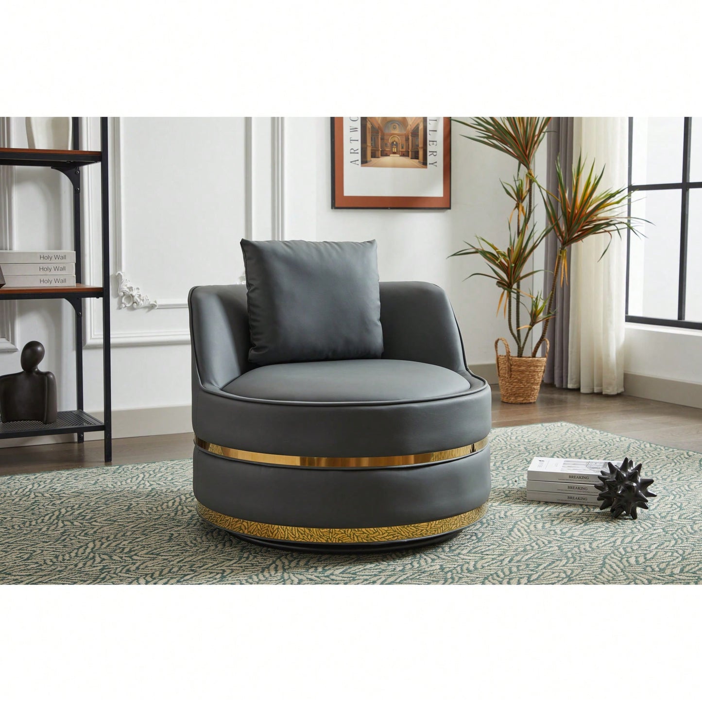 Modern 360-Degree Swivel Accent Chair - Stylish Barrel Chair For Living Room And Bedroom Comfort