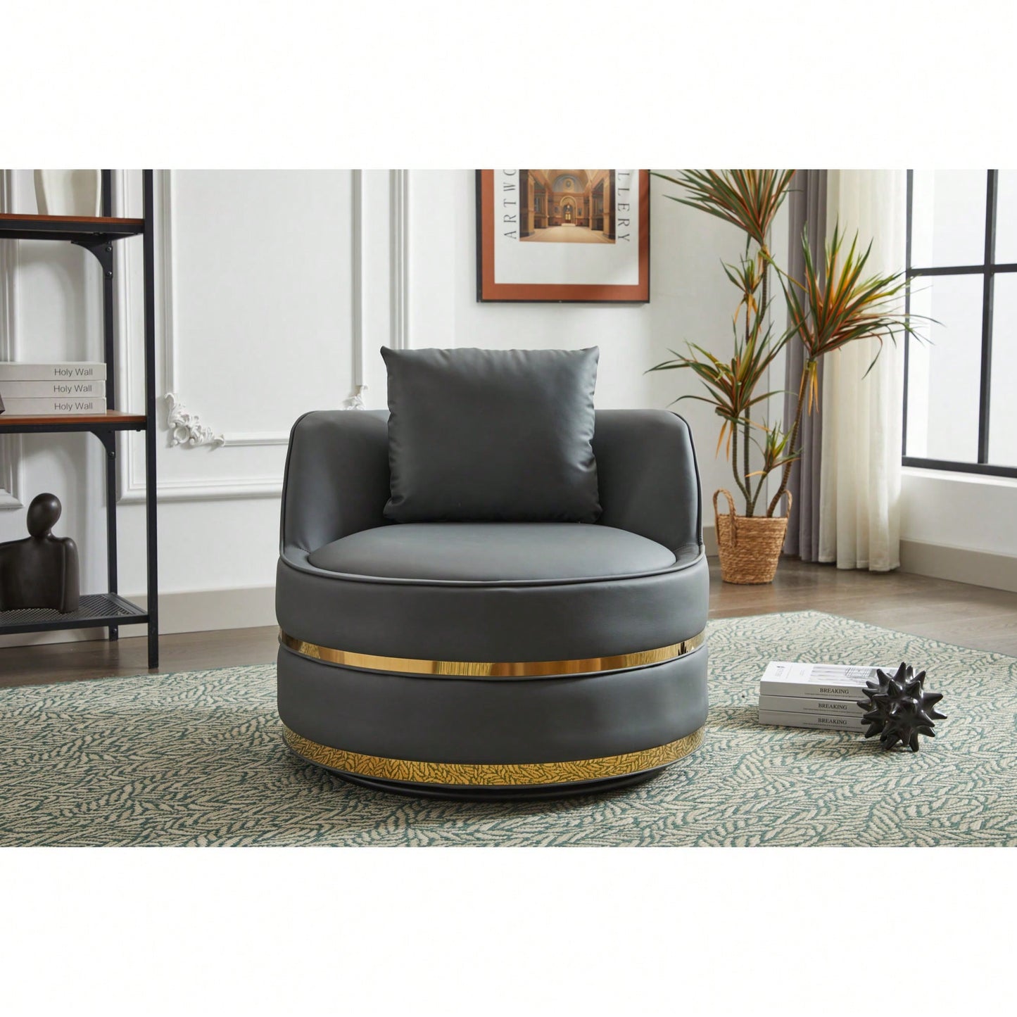 Modern 360-Degree Swivel Accent Chair - Stylish Barrel Chair For Living Room And Bedroom Comfort