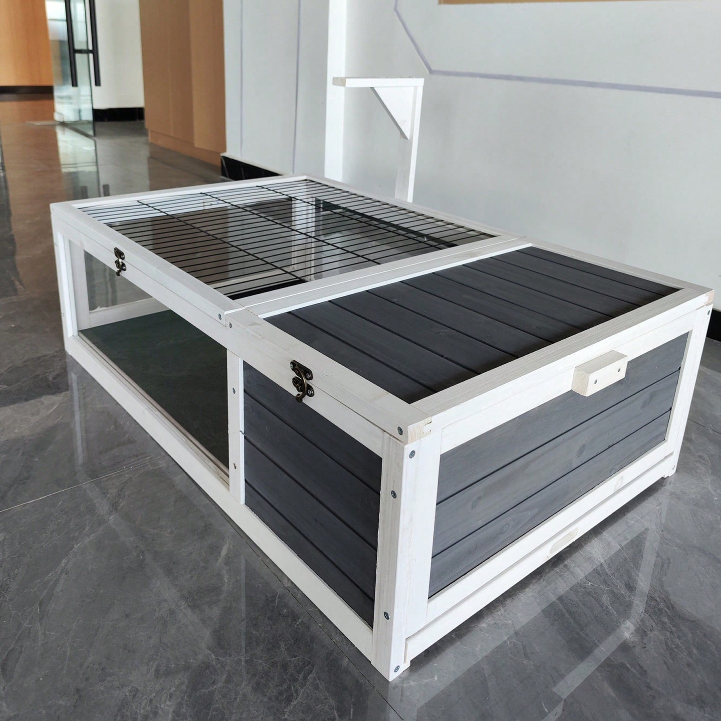 39.5 Inch Indoor Turtle Habitat Wooden Reptile Cage for Lizards Geckos with Waterproof Tray Light Support Acrylic Window