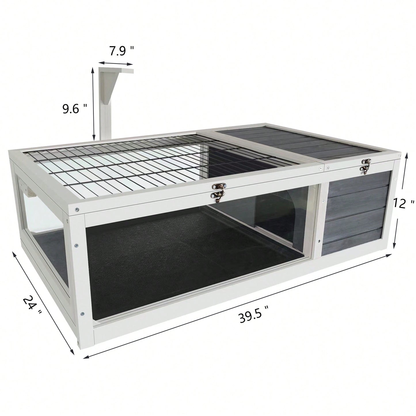39.5 Inch Indoor Turtle Habitat Wooden Reptile Cage for Lizards Geckos with Waterproof Tray Light Support Acrylic Window