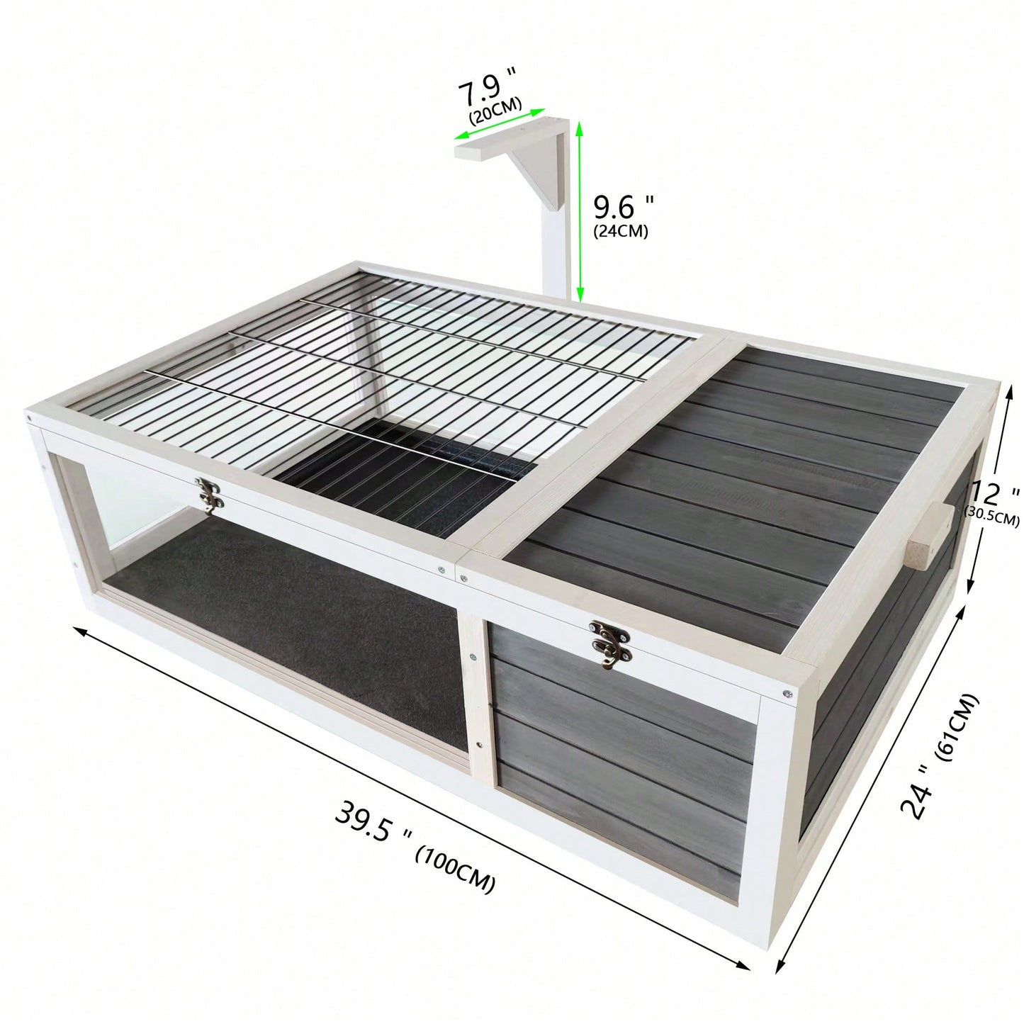 39.5 Inch Indoor Turtle Habitat Wooden Reptile Cage for Lizards Geckos with Waterproof Tray Light Support Acrylic Window