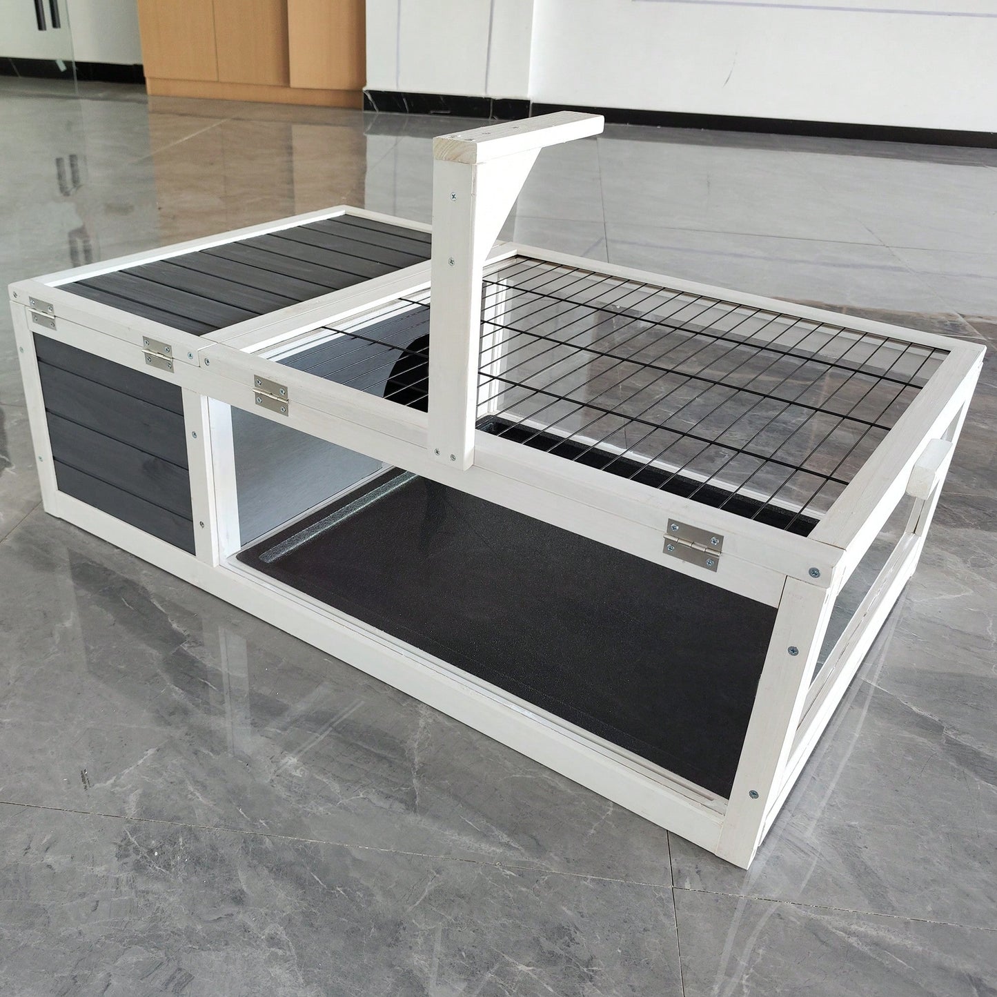 39.5 Inch Indoor Turtle Habitat Wooden Reptile Cage for Lizards Geckos with Waterproof Tray Light Support Acrylic Window