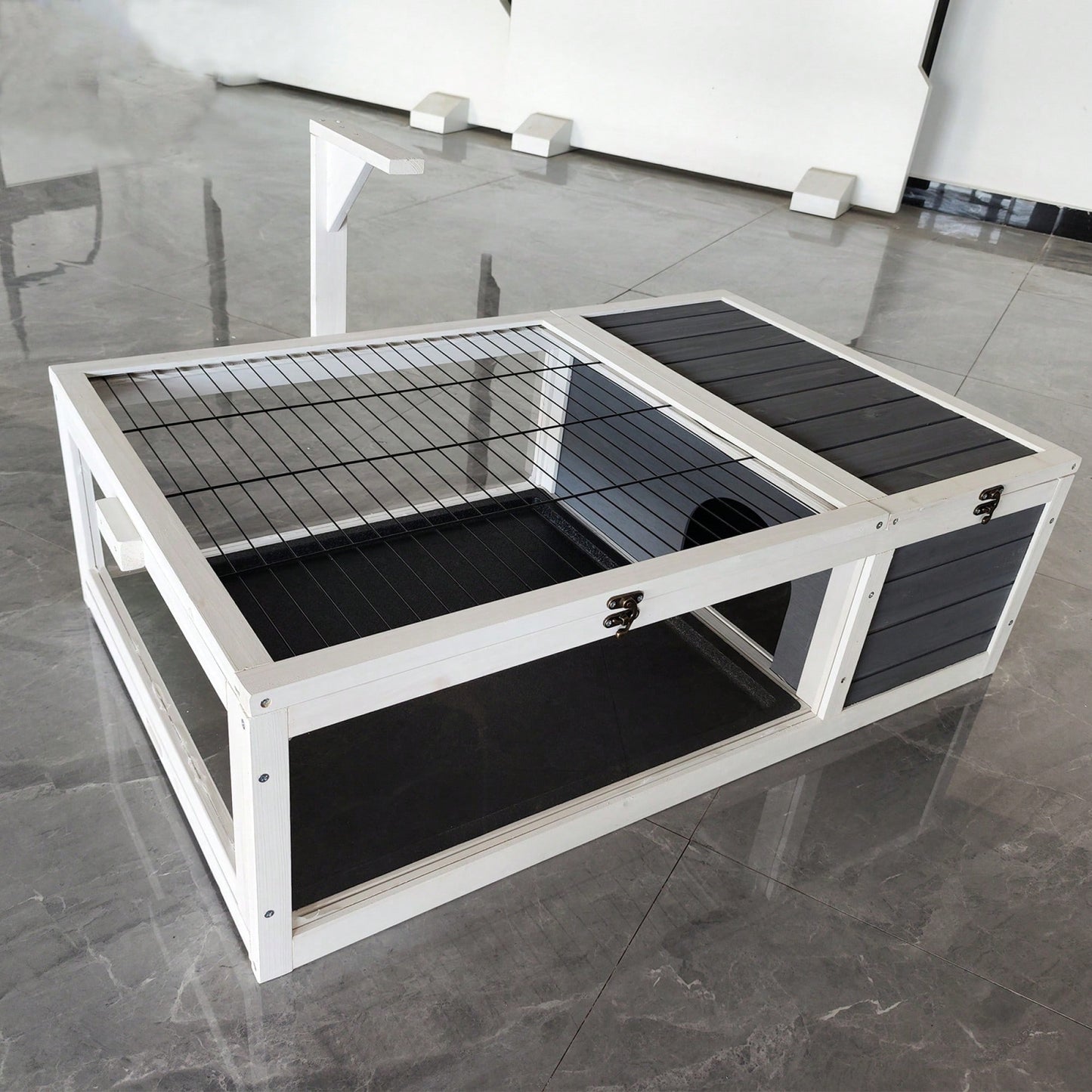39.5 Inch Indoor Turtle Habitat Wooden Reptile Cage for Lizards Geckos with Waterproof Tray Light Support Acrylic Window