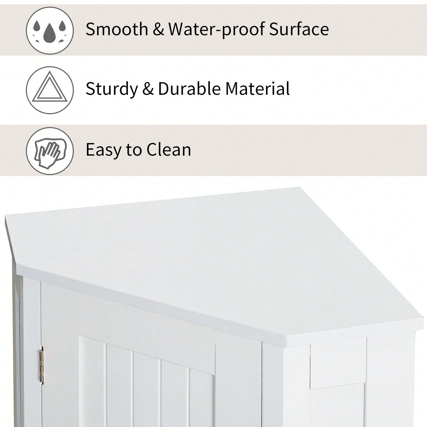 Modern Triangle Corner Bathroom Cabinet With Adjustable Shelf - Black MDF Storage Solution