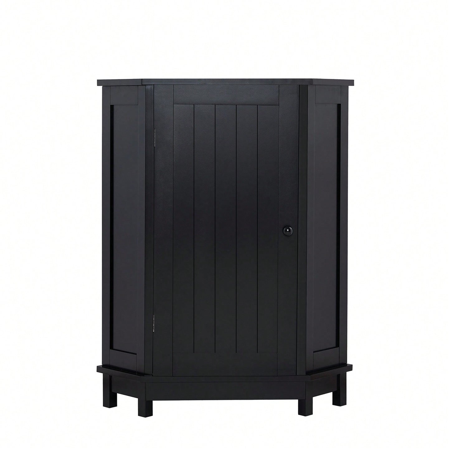 Modern Triangle Corner Bathroom Cabinet With Adjustable Shelf - Black MDF Storage Solution