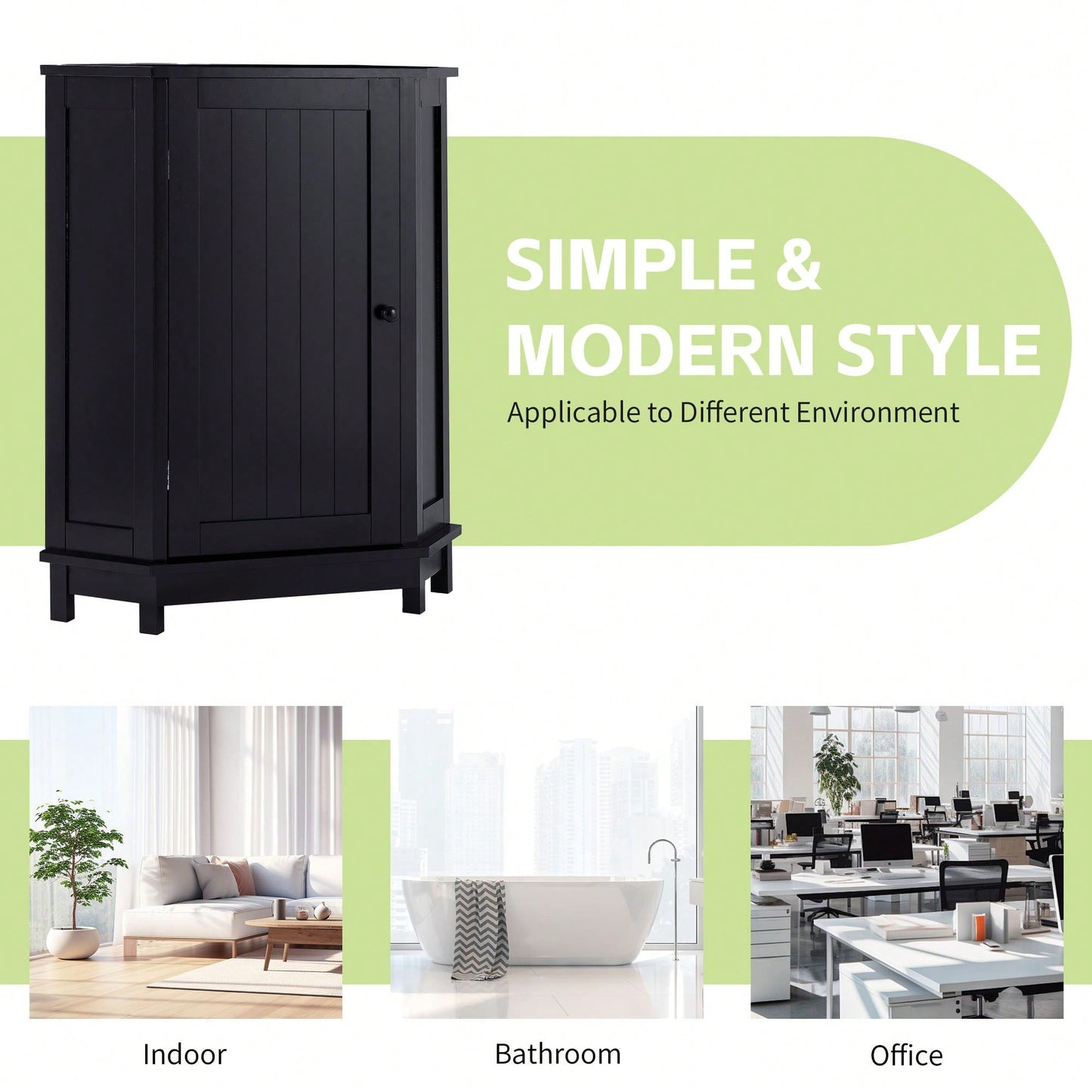 Modern Triangle Corner Bathroom Cabinet With Adjustable Shelf - Black MDF Storage Solution