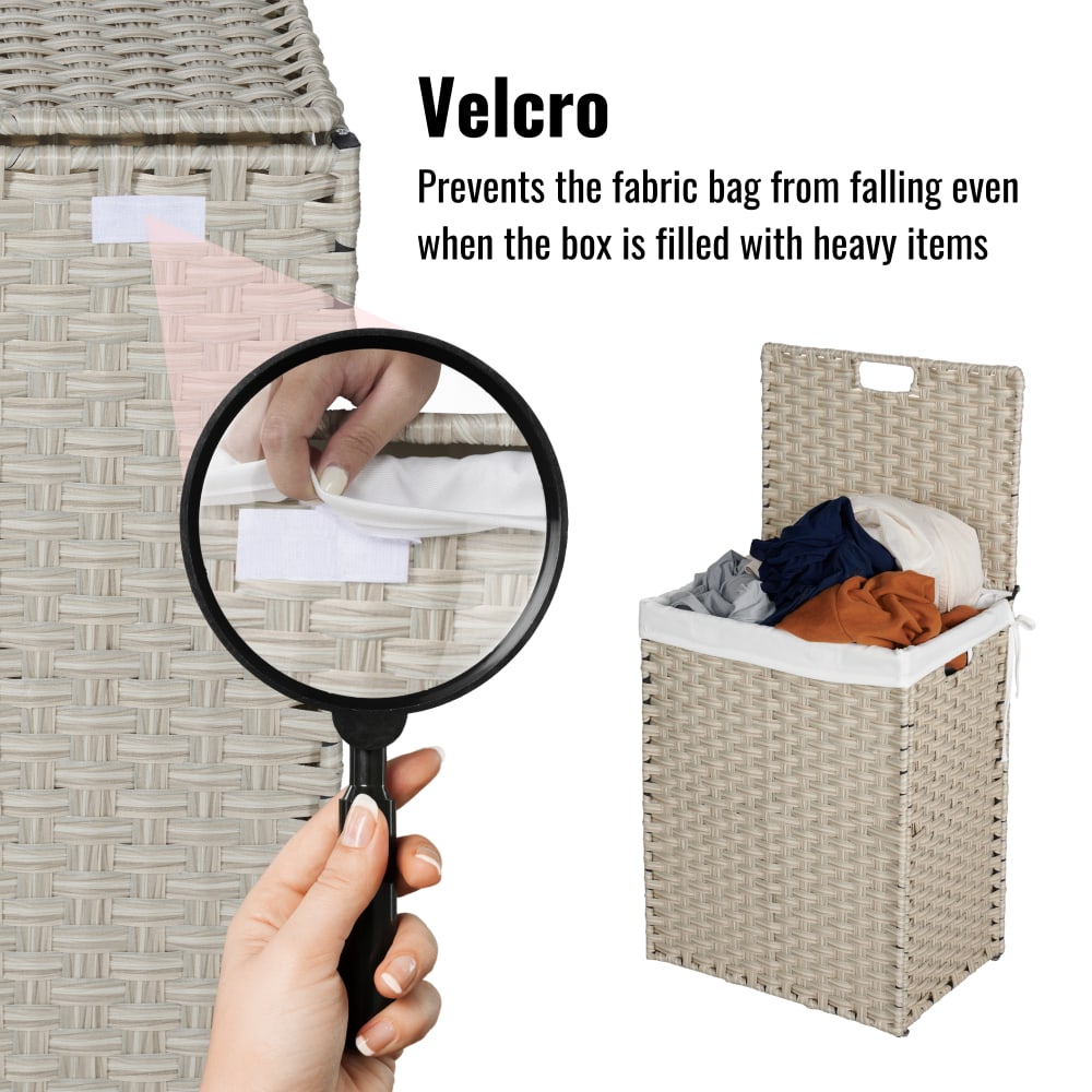 Stylish Brown Laundry Hamper With Lid, 100L Capacity, PE Rattan Frame & 2 Removable Bags For Easy Sorting