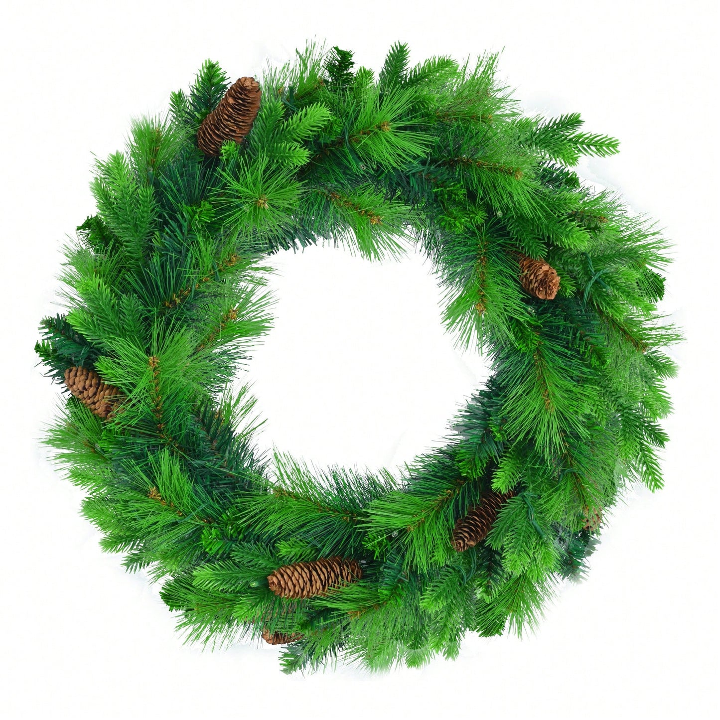 Lush 6FT Pre-Lit Artificial Christmas Tree with Pine Cones Garland and Wreath Ideal for Home or Office Holiday Decor
