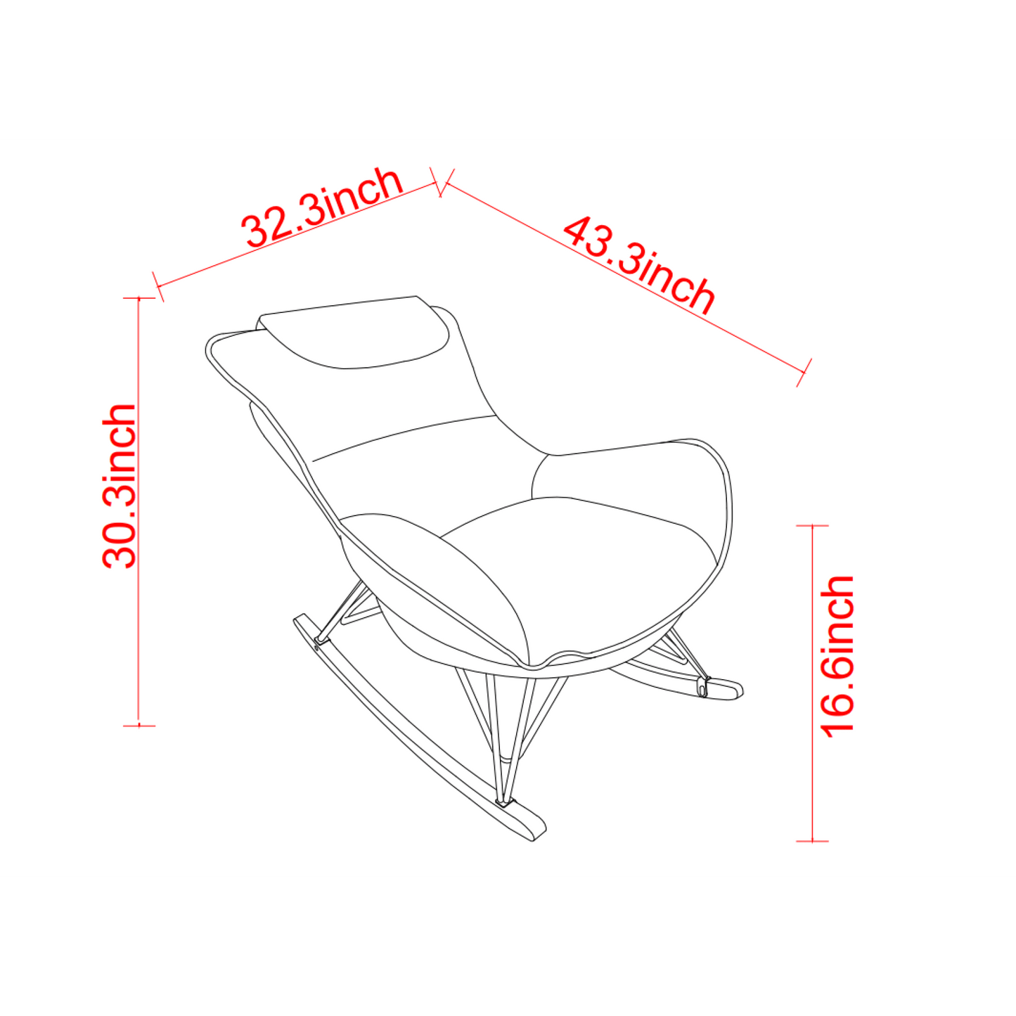 Elegant Light Green Rocking Chair For Balcony – Comfortable, Breathable, And Washable Seat Cushion For Leisure Spaces