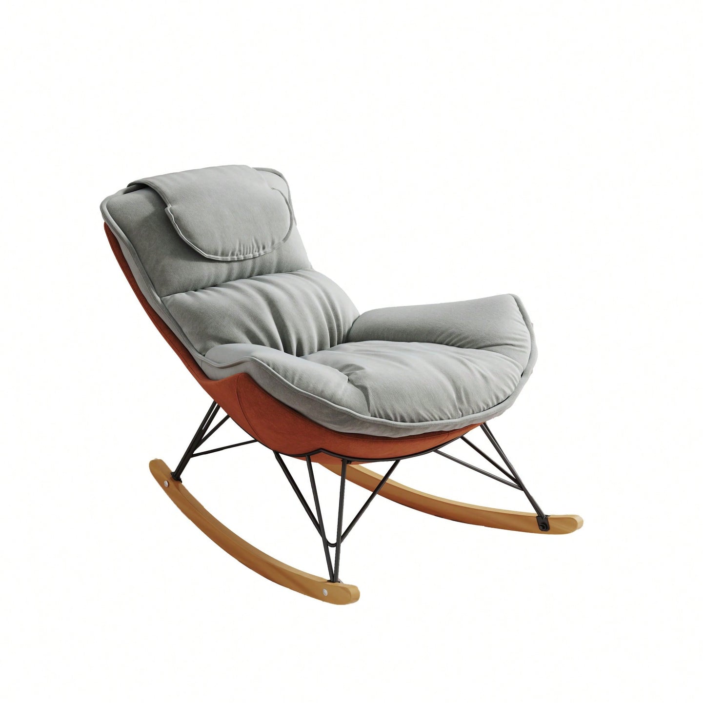 Elegant Light Green Rocking Chair For Balcony – Comfortable, Breathable, And Washable Seat Cushion For Leisure Spaces