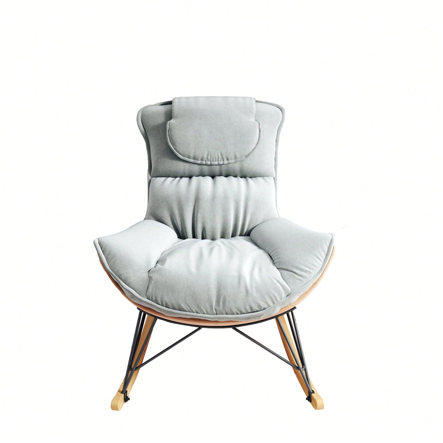 Elegant Light Green Rocking Chair For Balcony – Comfortable, Breathable, And Washable Seat Cushion For Leisure Spaces