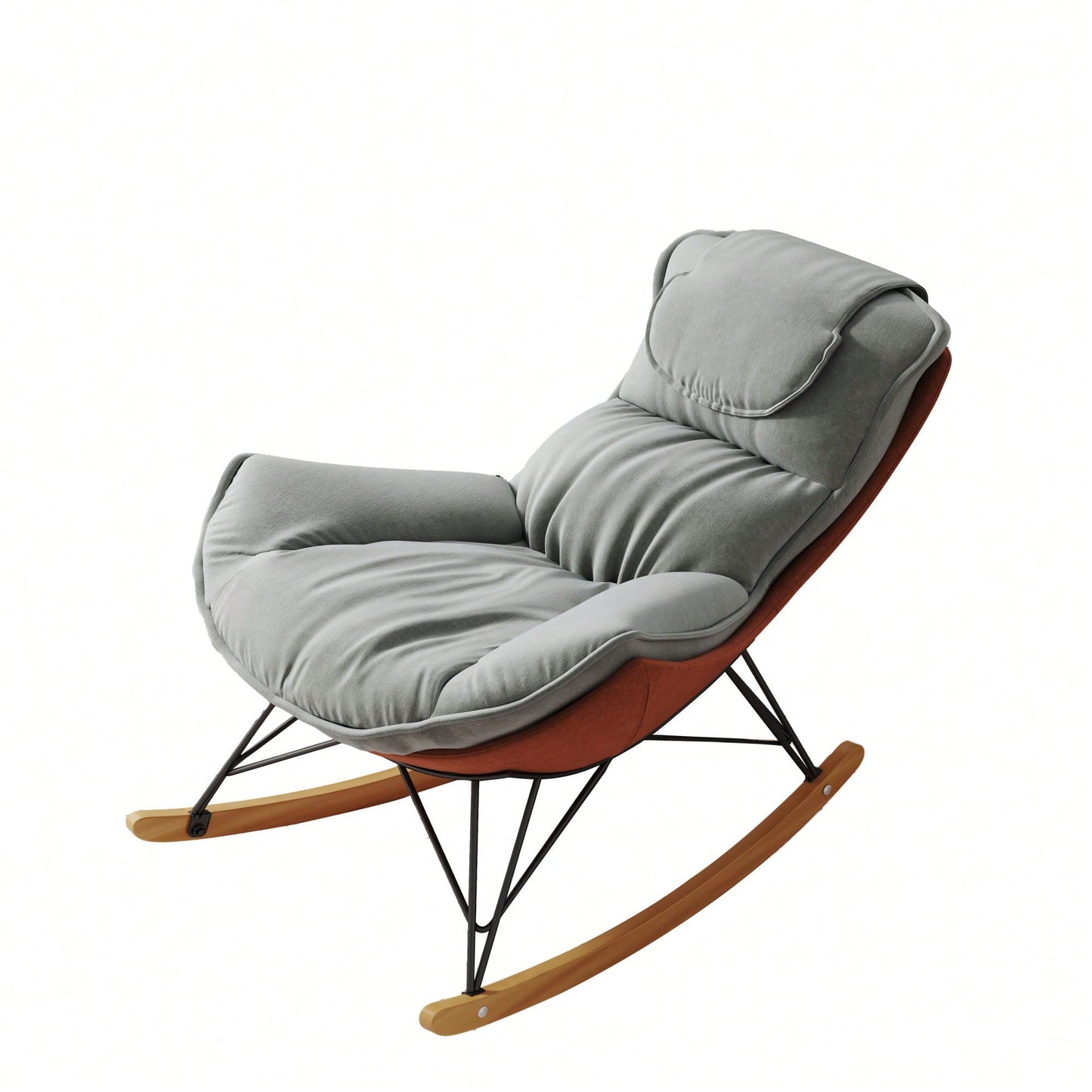 Elegant Light Green Rocking Chair For Balcony – Comfortable, Breathable, And Washable Seat Cushion For Leisure Spaces