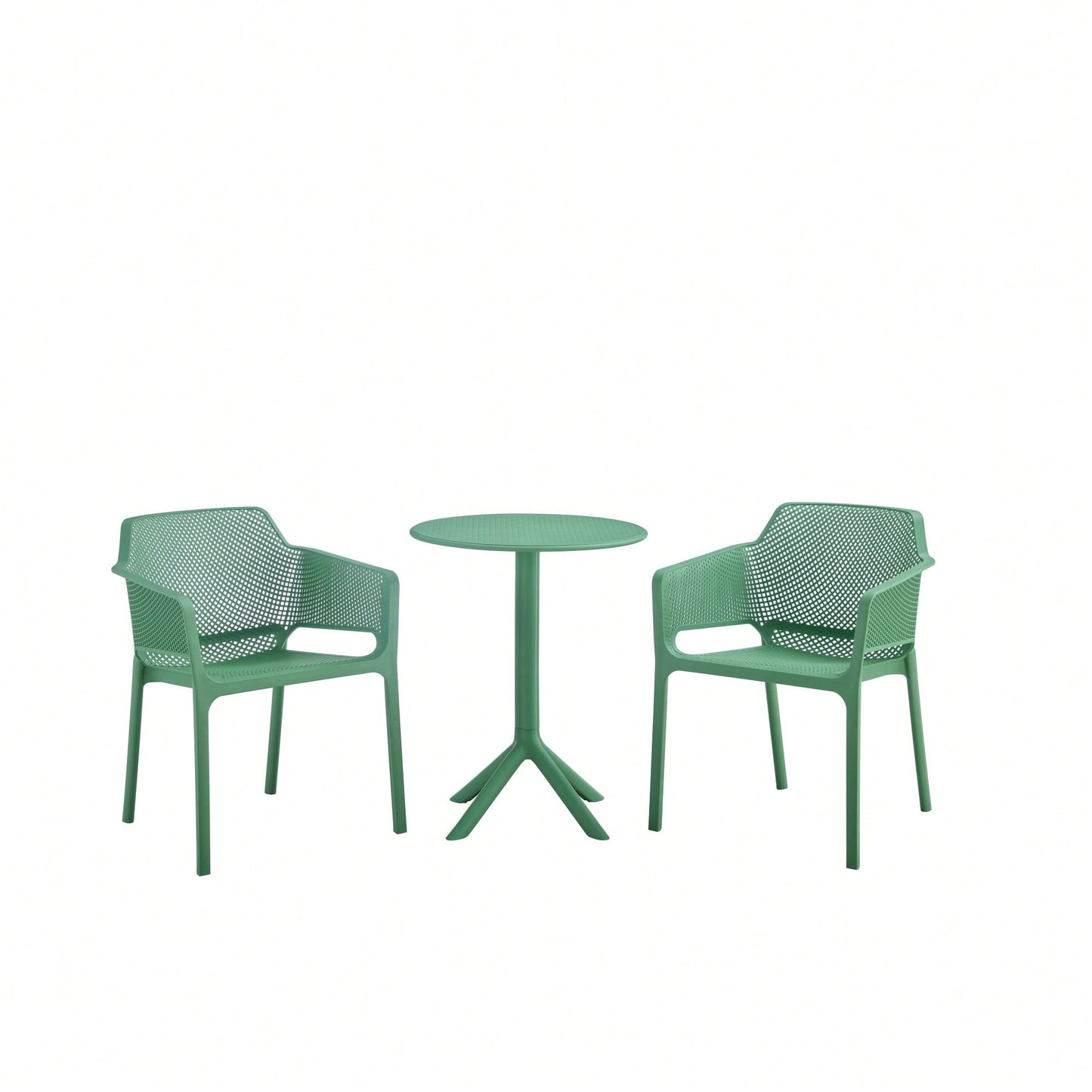 3-Piece Plastic Armchair Set For Bistro Dining - Ocean Plastic, Green Color
