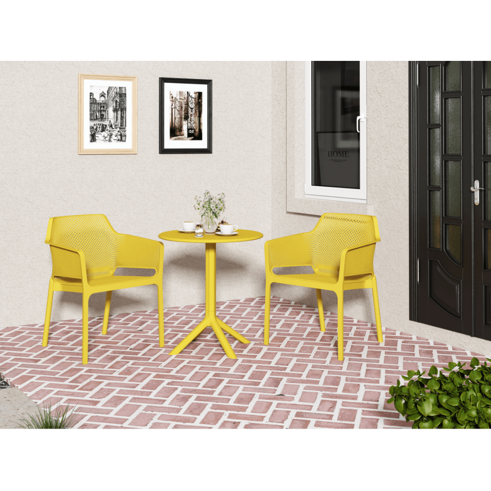 3-Piece Plastic Armchair Set For Bistro Dining - Ocean Plastic, Green Color