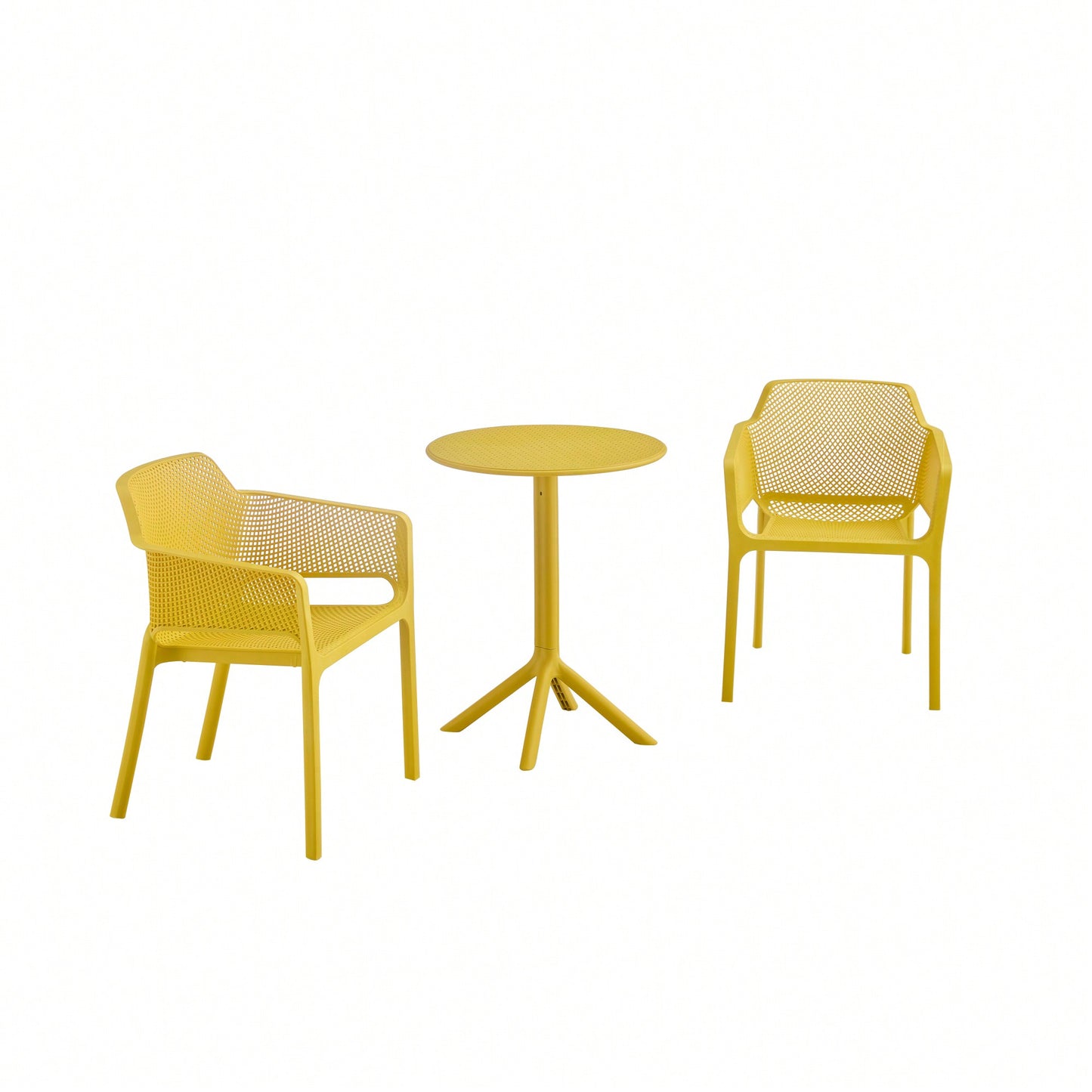 3-Piece Plastic Armchair Set For Bistro Dining - Ocean Plastic, Green Color