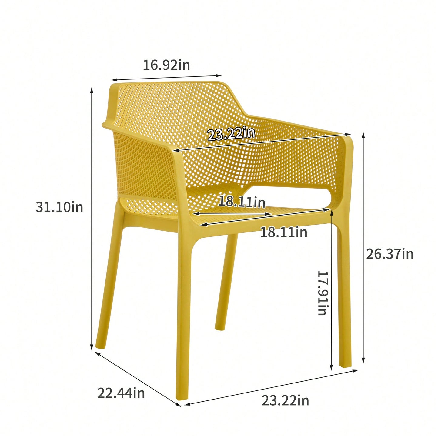 3-Piece Plastic Armchair Set For Bistro Dining - Ocean Plastic, Green Color