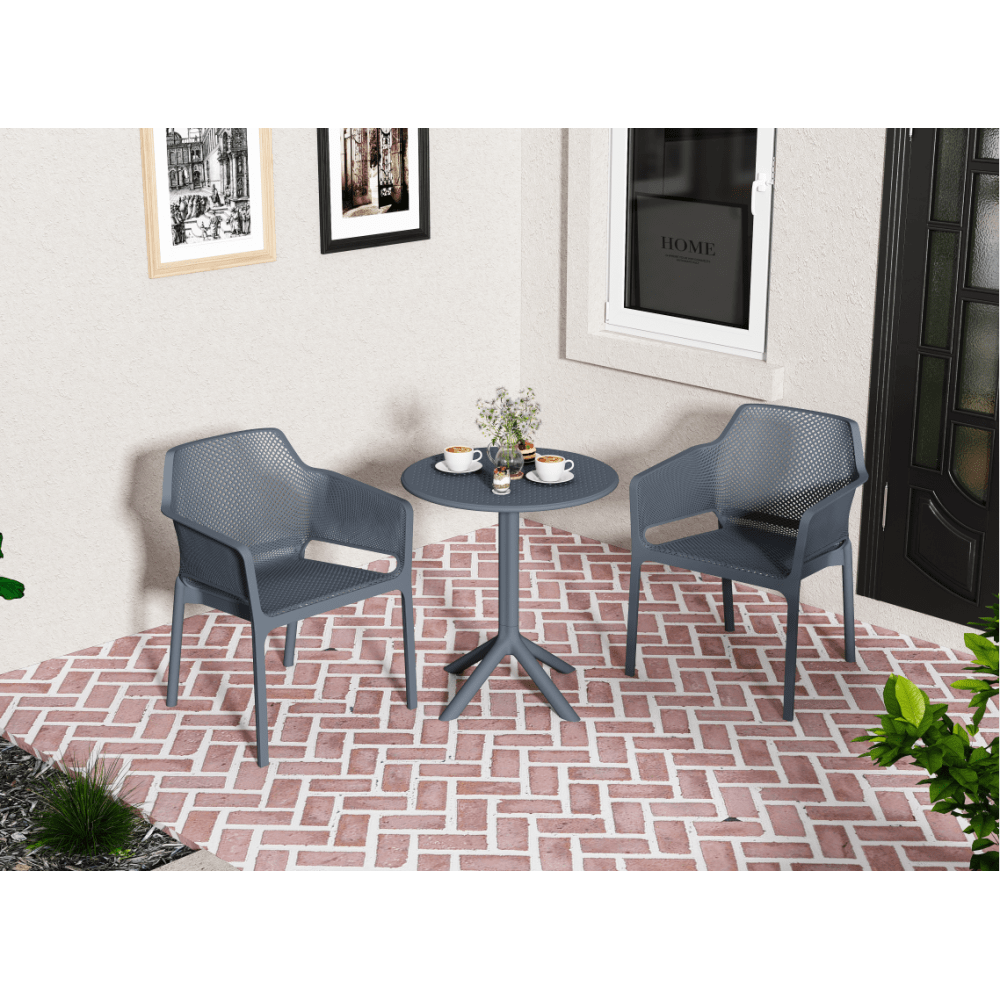 3-Piece Plastic Armchair Set For Bistro Dining - Ocean Plastic, Green Color