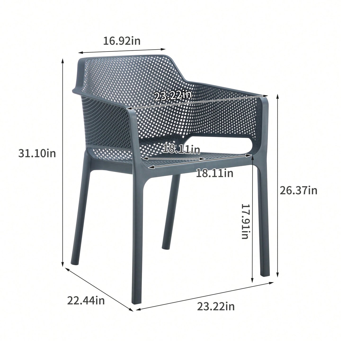 3-Piece Plastic Armchair Set For Bistro Dining - Ocean Plastic, Green Color