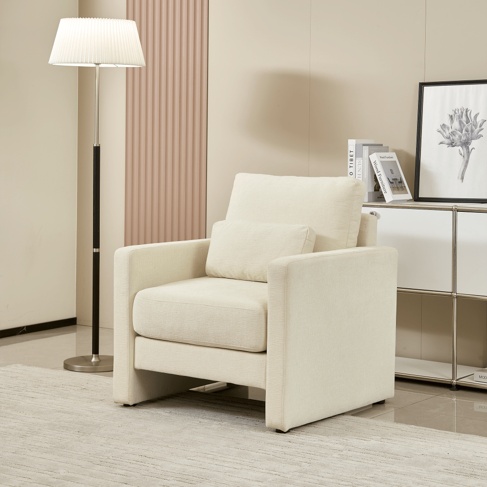 Stylish Chenille Upholstered Accent Chair With Solid Wood Frame - Perfect For Living Room, Bedroom, Or Office Decor