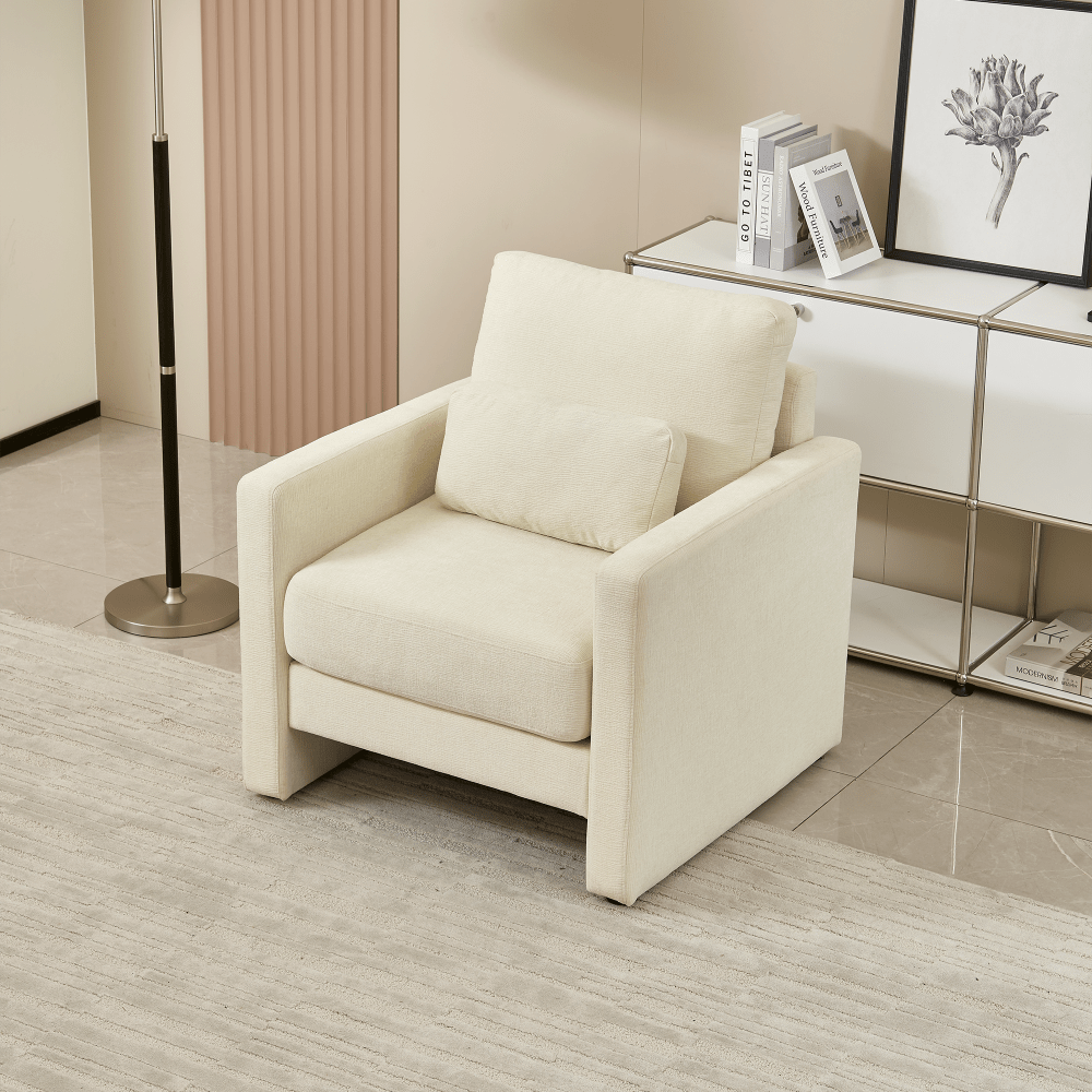 Stylish Chenille Upholstered Accent Chair With Solid Wood Frame - Perfect For Living Room, Bedroom, Or Office Decor