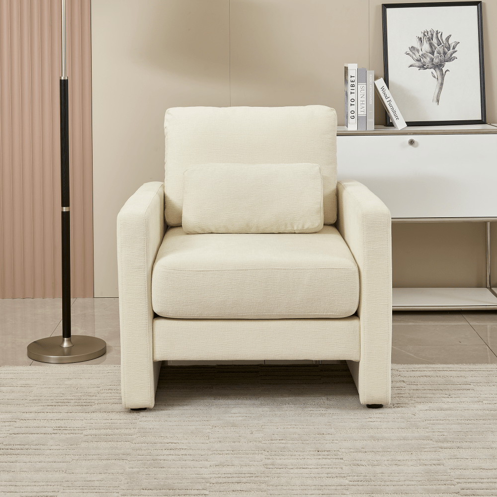 Stylish Chenille Upholstered Accent Chair With Solid Wood Frame - Perfect For Living Room, Bedroom, Or Office Decor