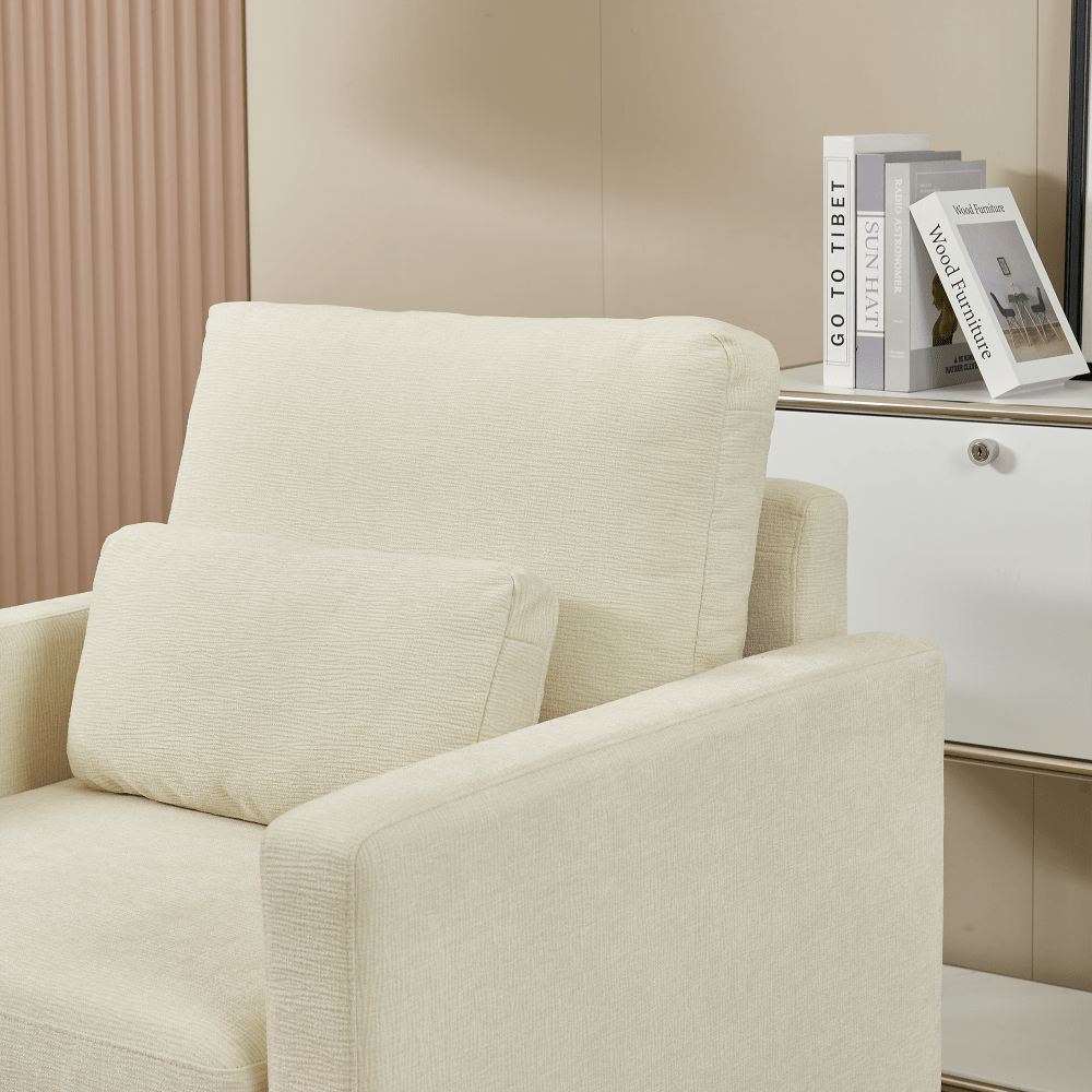 Stylish Chenille Upholstered Accent Chair With Solid Wood Frame - Perfect For Living Room, Bedroom, Or Office Decor