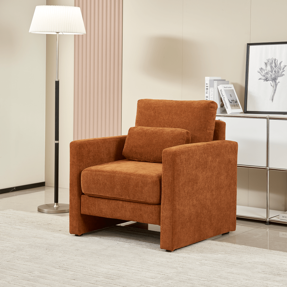 Stylish Chenille Upholstered Accent Chair With Solid Wood Frame - Perfect For Living Room, Bedroom, Or Office Decor