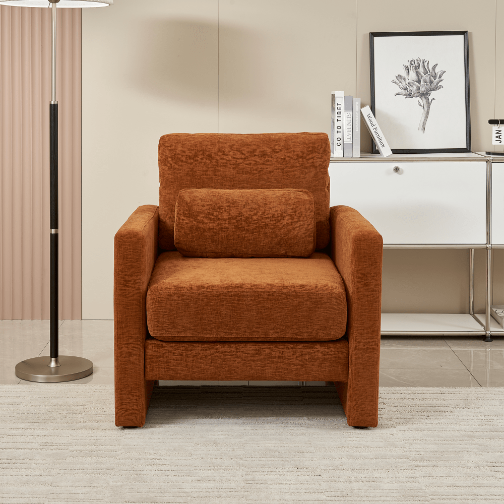 Stylish Chenille Upholstered Accent Chair With Solid Wood Frame - Perfect For Living Room, Bedroom, Or Office Decor