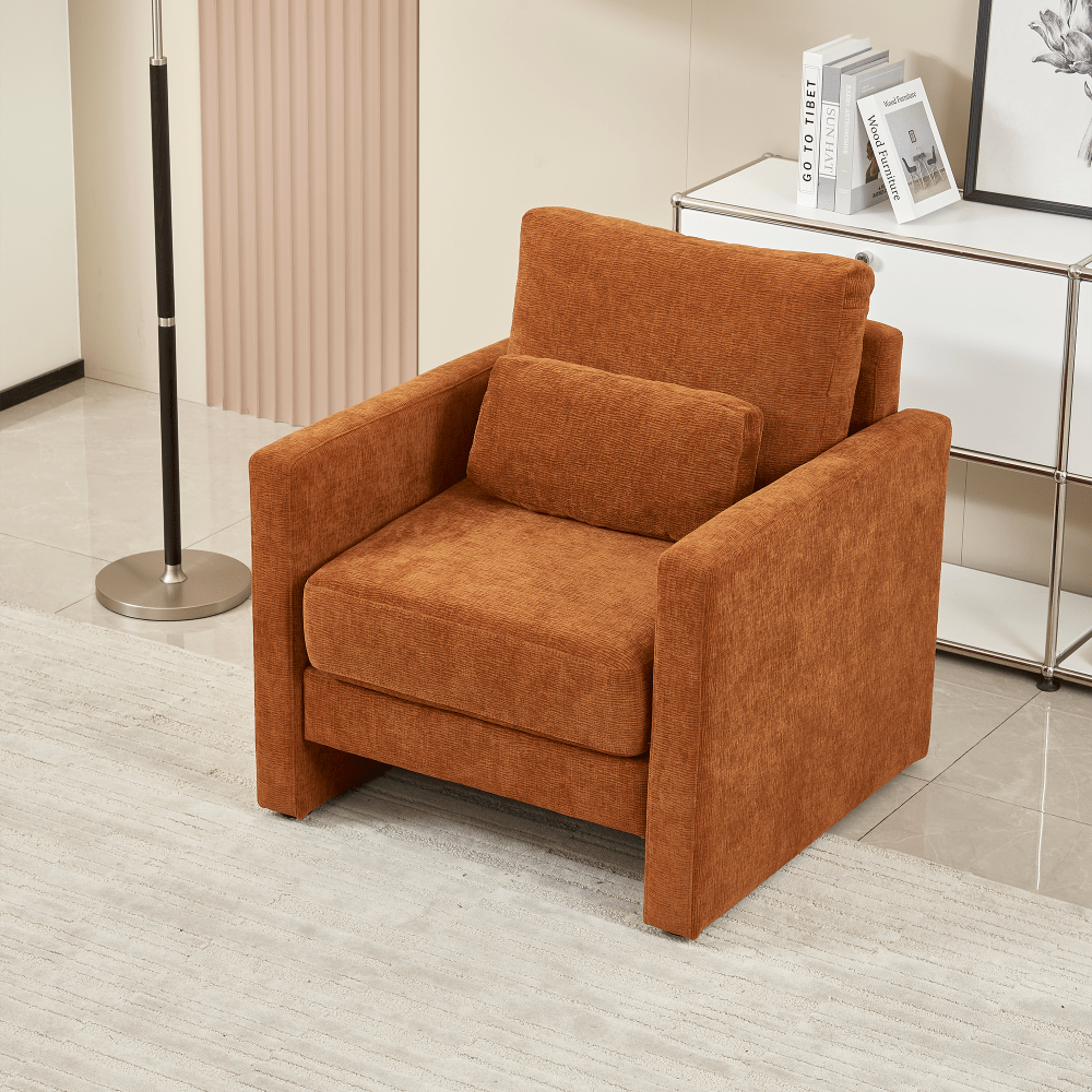 Stylish Chenille Upholstered Accent Chair With Solid Wood Frame - Perfect For Living Room, Bedroom, Or Office Decor