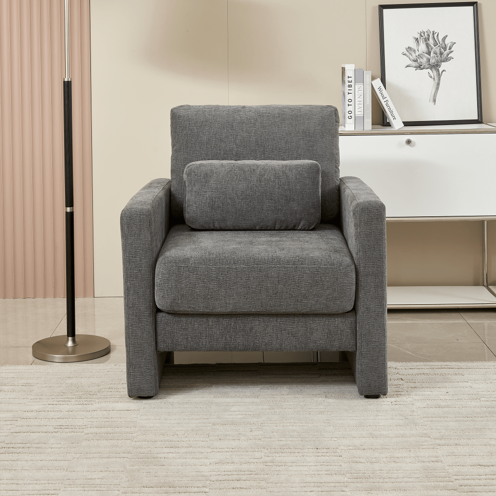 Stylish Chenille Upholstered Accent Chair With Solid Wood Frame - Perfect For Living Room, Bedroom, Or Office Decor