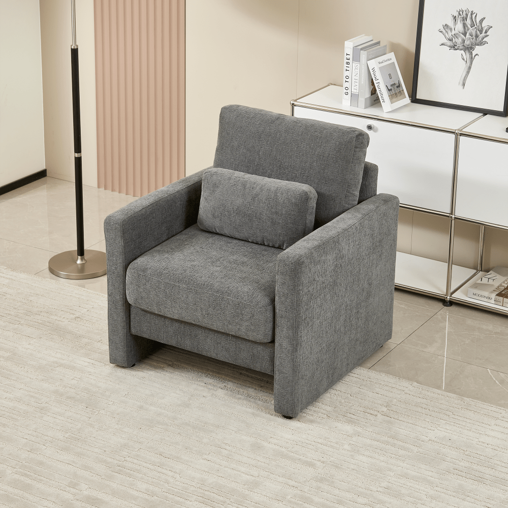 Stylish Chenille Upholstered Accent Chair With Solid Wood Frame - Perfect For Living Room, Bedroom, Or Office Decor