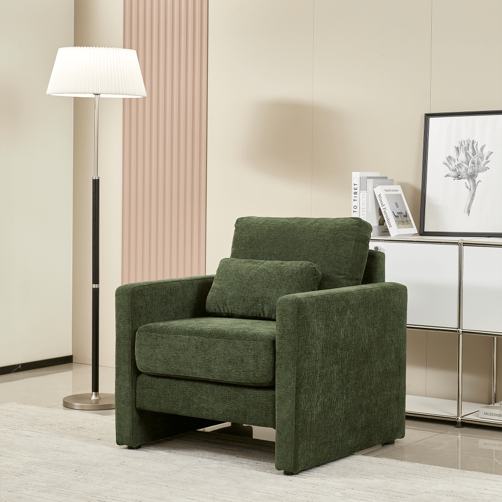 Stylish Chenille Upholstered Accent Chair With Solid Wood Frame - Perfect For Living Room, Bedroom, Or Office Decor