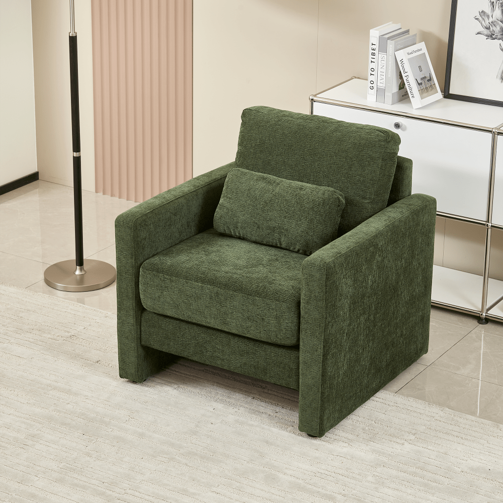Stylish Chenille Upholstered Accent Chair With Solid Wood Frame - Perfect For Living Room, Bedroom, Or Office Decor