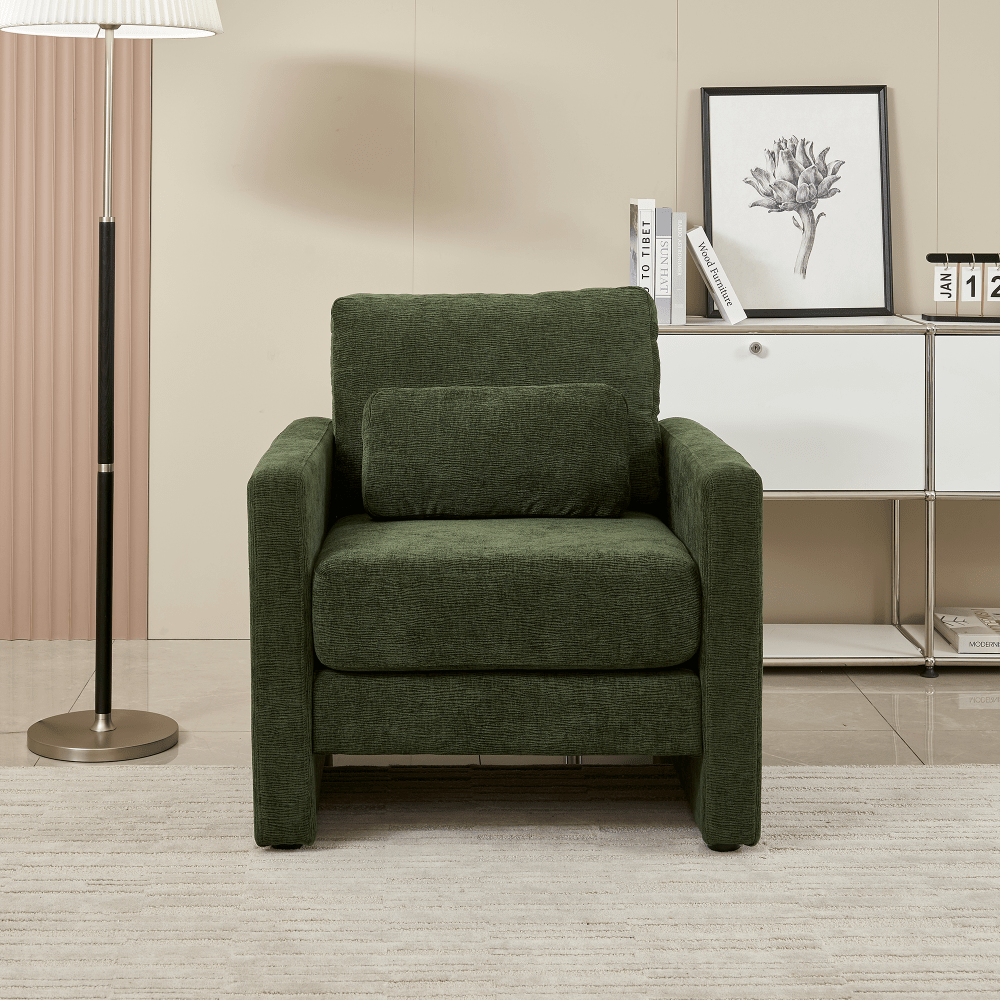 Stylish Chenille Upholstered Accent Chair With Solid Wood Frame - Perfect For Living Room, Bedroom, Or Office Decor