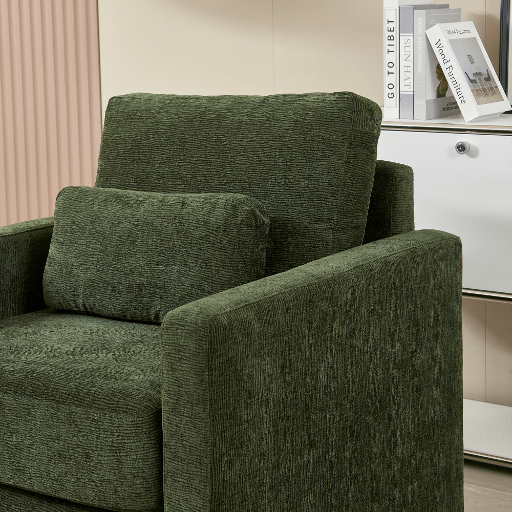 Stylish Chenille Upholstered Accent Chair With Solid Wood Frame - Perfect For Living Room, Bedroom, Or Office Decor