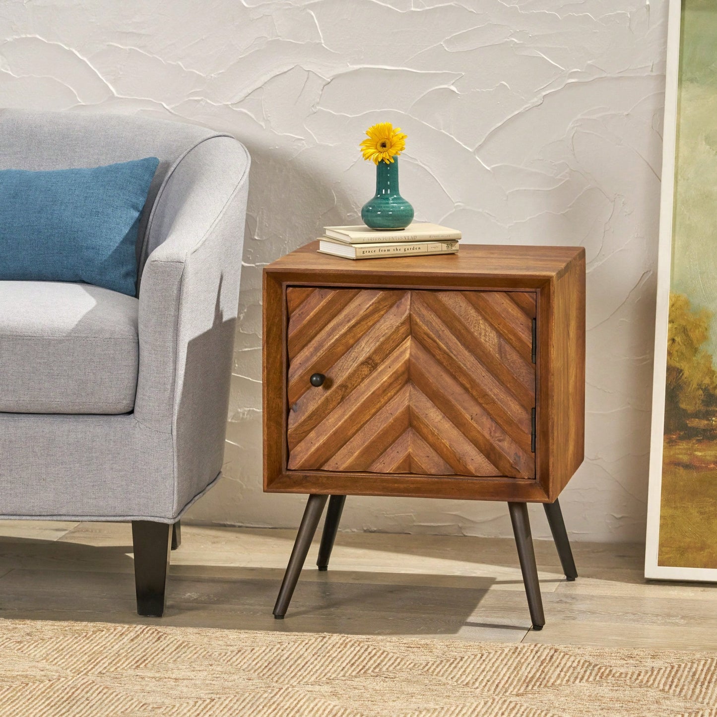 Stylish Wooden And Iron Storage Cabinet For Home Decor And Organization