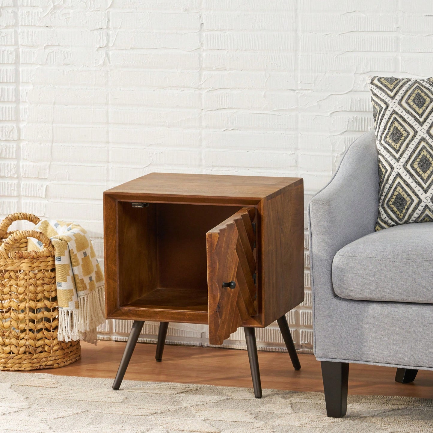 Stylish Wooden And Iron Storage Cabinet For Home Decor And Organization