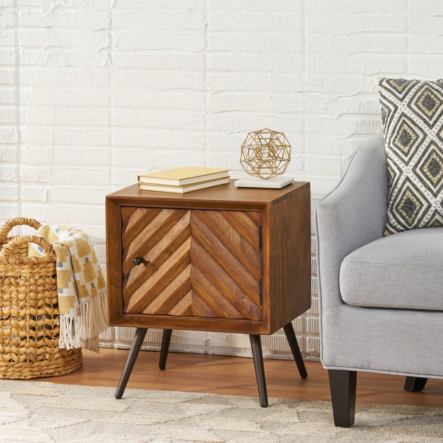 Stylish Wooden And Iron Storage Cabinet For Home Decor And Organization