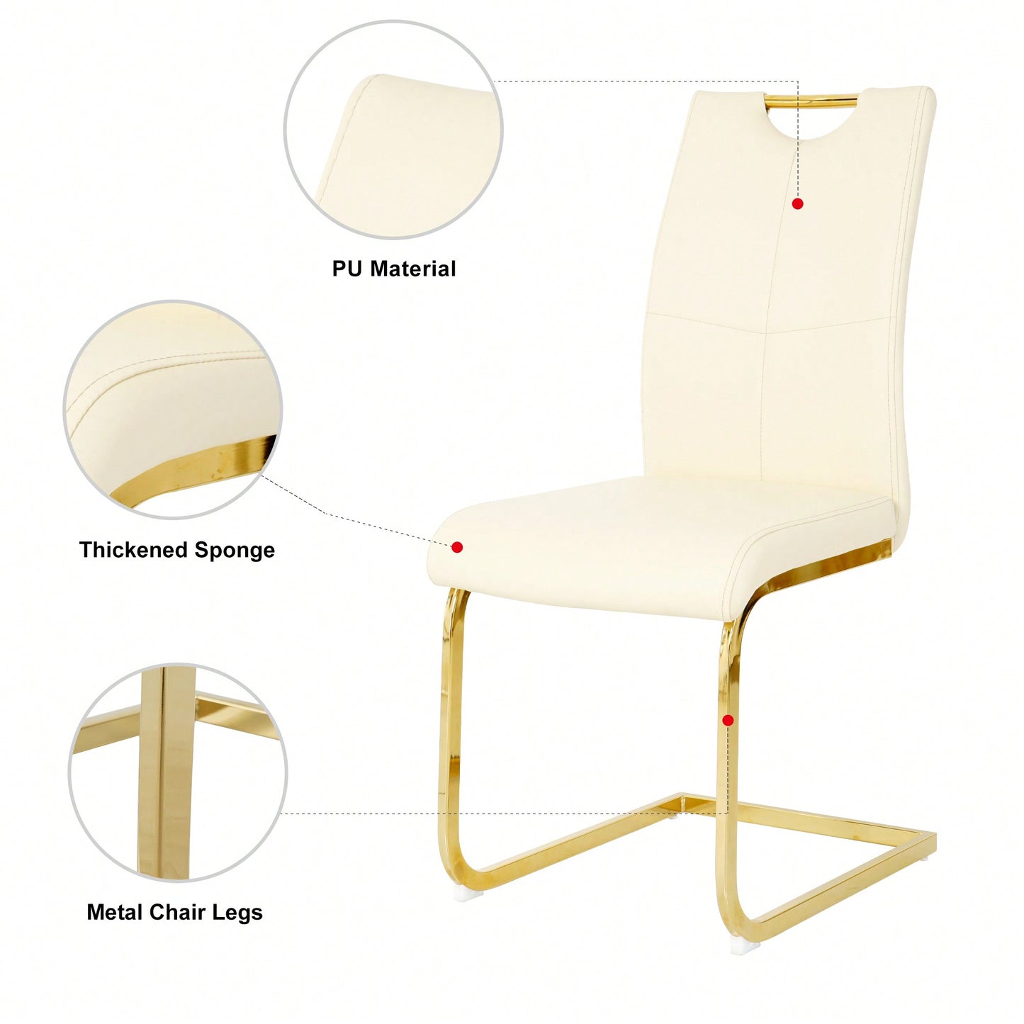 Stylish Upholstered Dining Chair Set With Gold Metal Legs – Modern Living Room, Kitchen, And Bedroom Accent Chairs (Set Of 2)