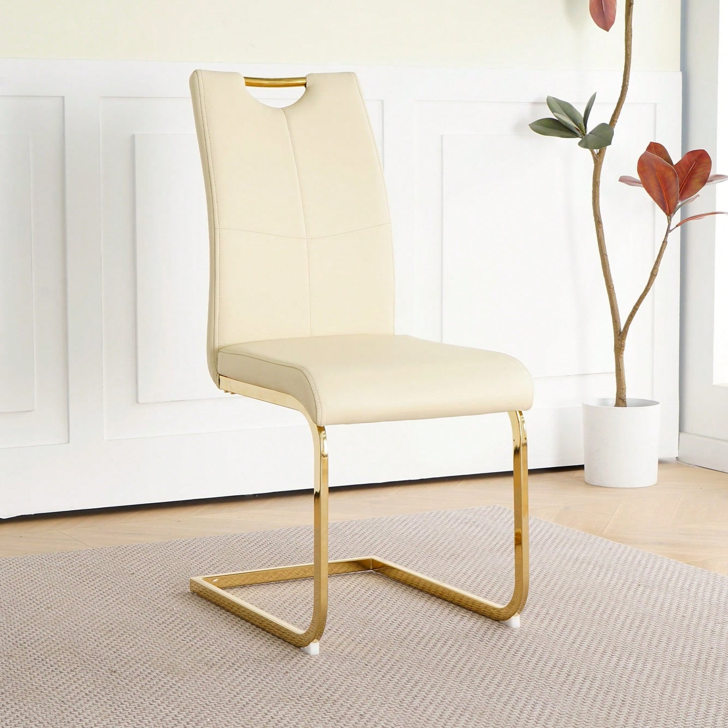 Stylish Upholstered Dining Chair Set With Gold Metal Legs – Modern Living Room, Kitchen, And Bedroom Accent Chairs (Set Of 2)