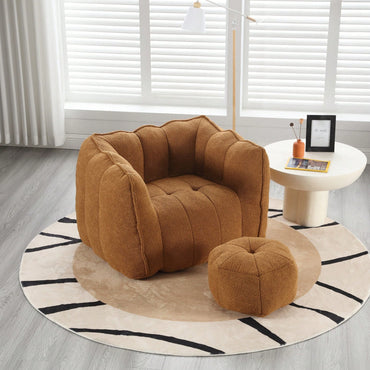 Cozy Square Foam Bean Bag Chair for Living Room Bedroom Gaming Reading with Footstool