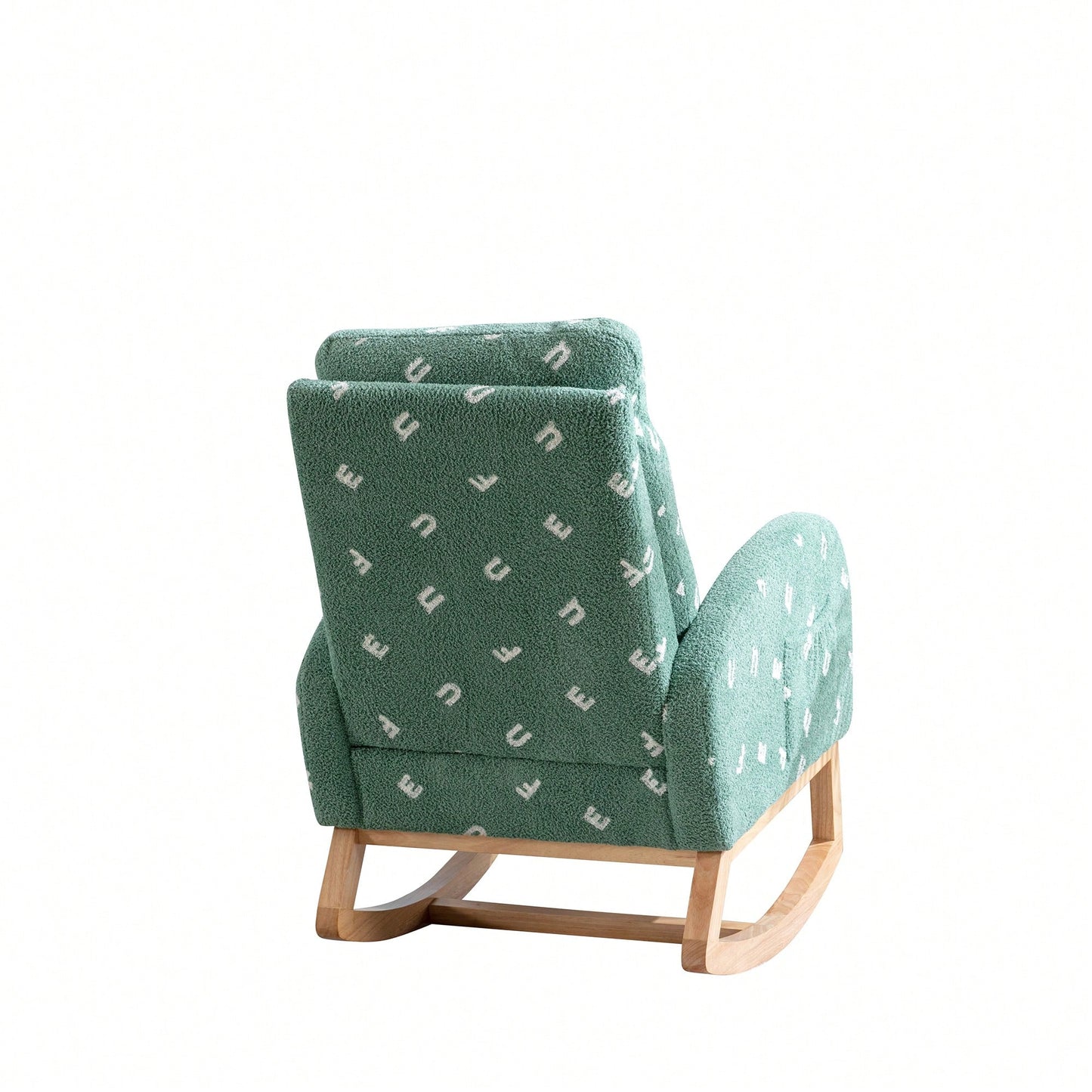 Mustard Boucle Mid-Century Rocking Chair with Side Pocket for Nursery Living Room or Kids Bedroom