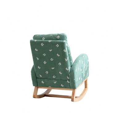 Mustard Boucle Mid-Century Rocking Chair with Side Pocket for Nursery Living Room or Kids Bedroom