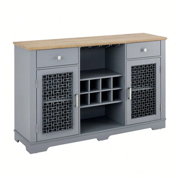 Modern Farmhouse Buffet Cabinet, Sideboard with 2 Drawers and Elegant Glass Door Cabinets