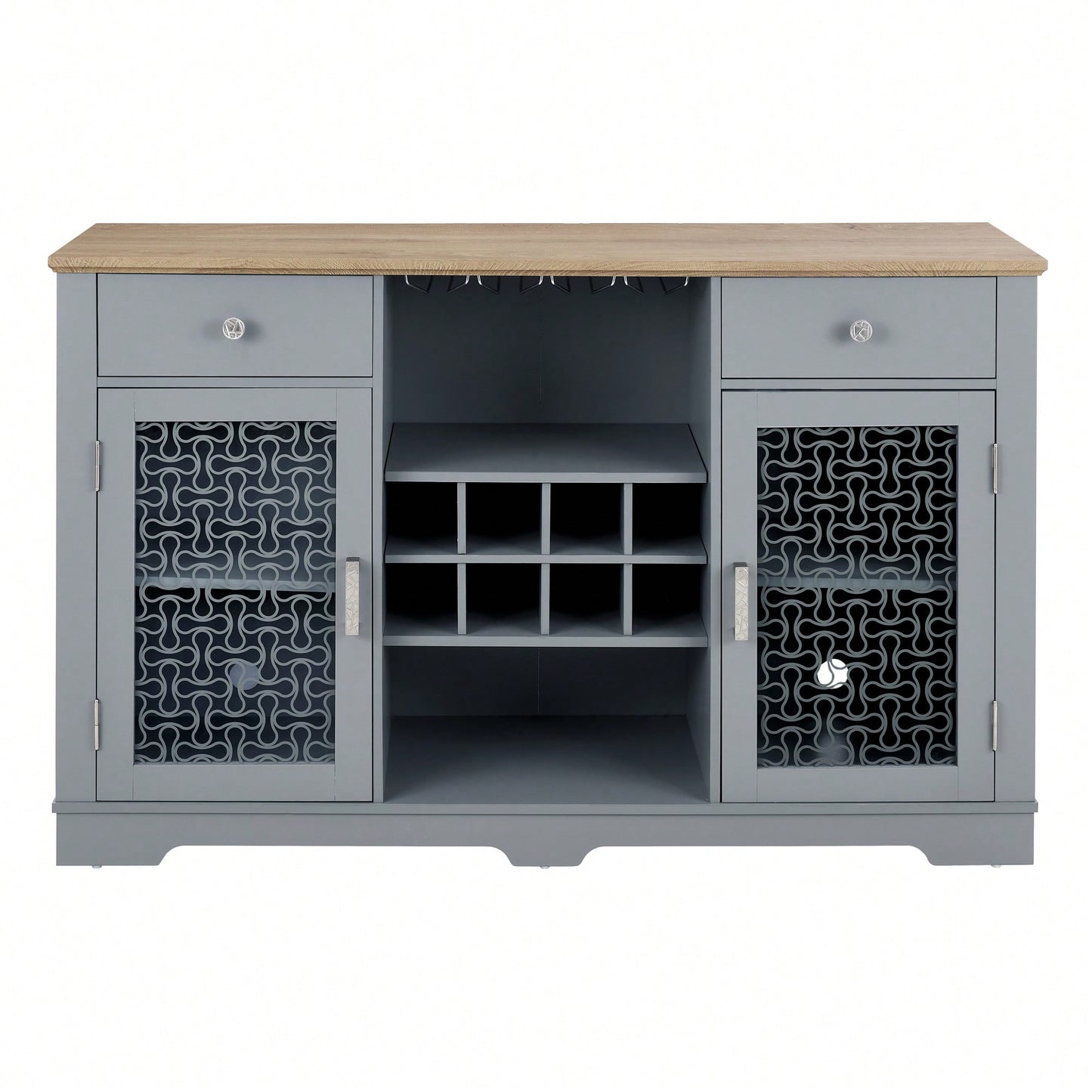 Modern Farmhouse Buffet Cabinet, Sideboard with 2 Drawers and Elegant Glass Door Cabinets